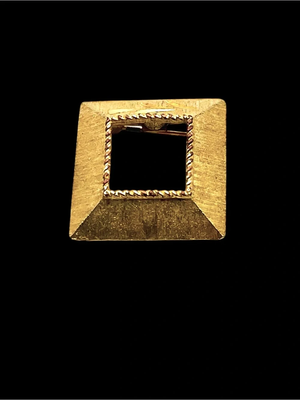 Vintage Mamselle Signed Gold Tone Open Square Geometric Frame Brooch